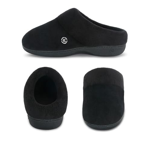 isotoner Women's Classic Clog Slippers with Memory Foam Comfort and Non-Slip Stability, Black, 7-8 - Image 2