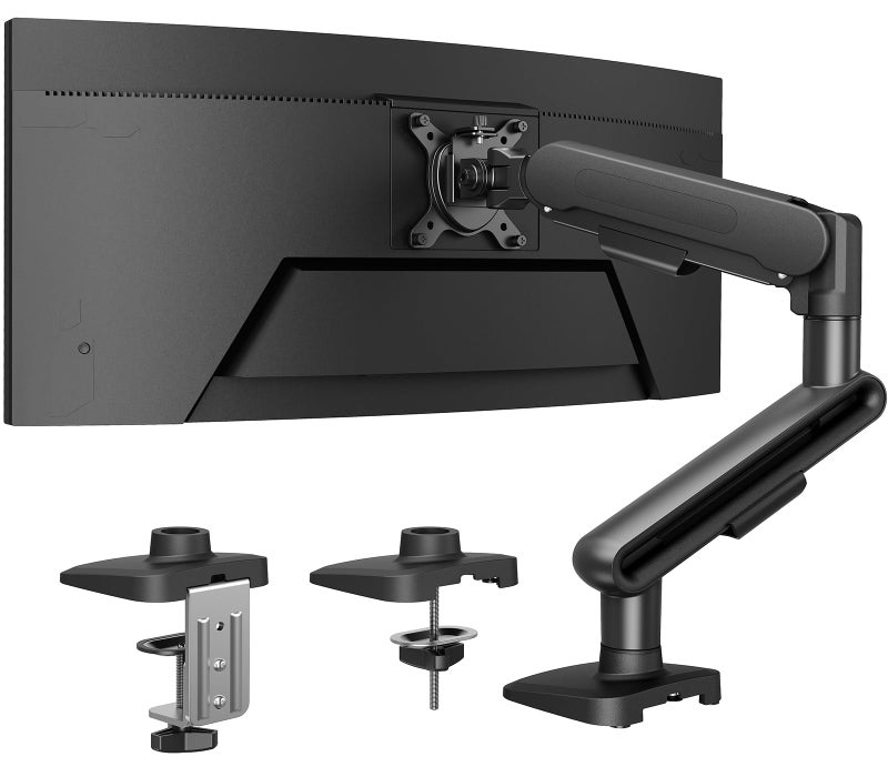 HUANUO Ultrawide Monitor Arm for 13 – 40" Screens, Single Monitor Mount Holds up to 26.4lbs, Adjustable Monitor Stand with C-Clamp & Grommet Base, VESA Mount 75x75mm/100x100mm - Image 1
