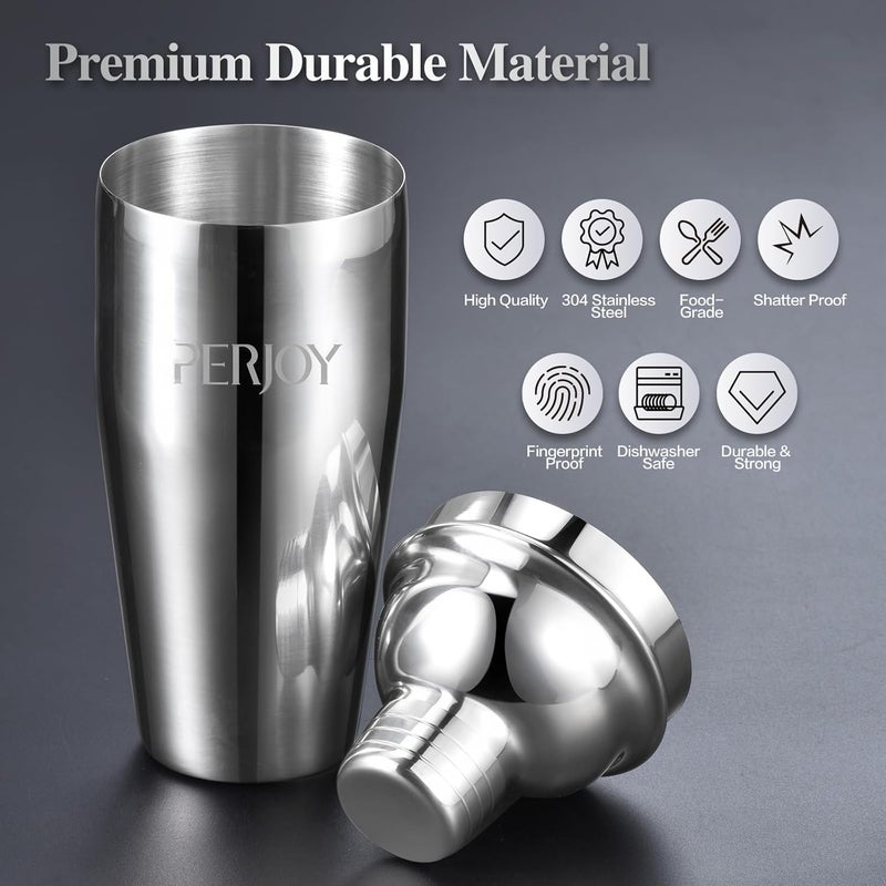 PERJOY Cocktail Shaker Bartender Kit-12 Piece Cocktail Shaker Set with Stand, Stainless Steel Bar Set Tools Drink Mixer Set with Martini Shaker,Strainer,Jigger,Bar Spoon,Muddler, Gift for Men Dad&Him - Image 3