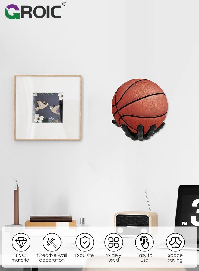 GROIC Basketball Display Stand, Men's Sport Gifts, Art Decor Stand Basketball Storage, Decoration Game Room Basketball Wall Decor, Garage Ball Storage Organizer, Creative Items, Hand Sculpture Ball Holder - Image 4