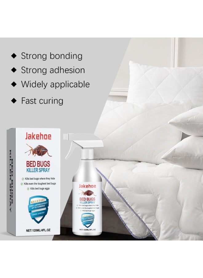 Jakehoe - بخاخ قاتل لبق الفراش 120 مل، بخاخ قاتل للصراصير والذباب، مكونات نباتية فعالة تقتل الحشرات والبق عند ملامستها، غير دهني، طارد للبراغيث والعثة والبق داخل المنزل، لا يترك بقعًا، رائحة منعشة - Image 1