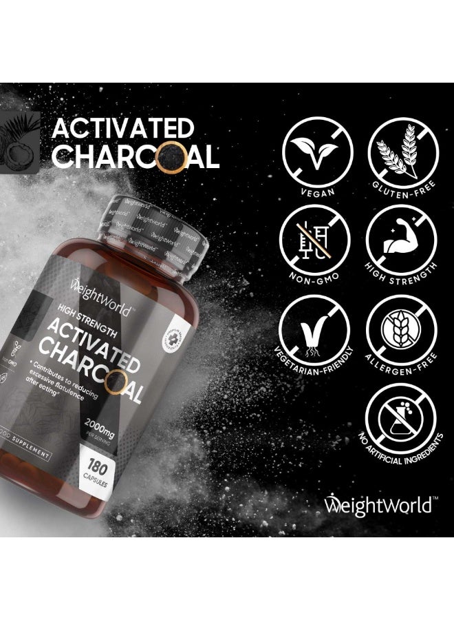 فحم نشط 2000 ملغ – يدعم صحة الجهاز الهضمي وإزالة السموم، 180 كبسولة - Image 2
