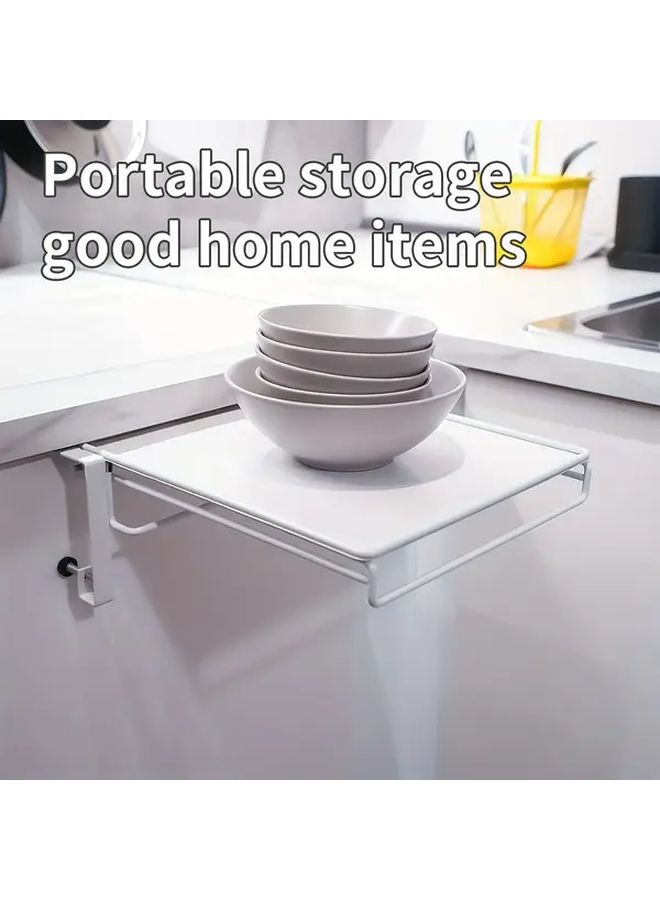 Foldable Square Kitchen Floating Shelf Walnut Khaki No Drill Portable Design Multi Purpose Storage Rack For Spices Bowls Bathroom Cabinets - Image 5