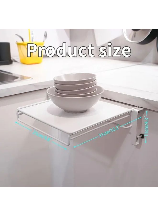 Foldable Square Kitchen Floating Shelf Walnut Khaki No Drill Portable Design Multi Purpose Storage Rack For Spices Bowls Bathroom Cabinets - Image 3
