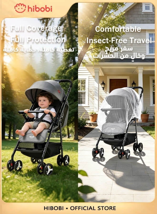 hibobi Two-Way Reversible Stroller with Adjustable Front and Rear Positions, Built-in Dining Tray, Multi-Angle Recline, Sit-or-Lie Design, Foldable Multifunction Baby Stroller - Image 5