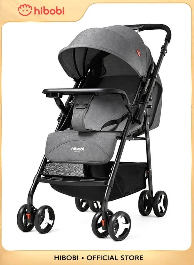 hibobi Two-Way Reversible Stroller with Adjustable Front and Rear Positions, Built-in Dining Tray, Multi-Angle Recline, Sit-or-Lie Design, Foldable Multifunction Baby Stroller - Image 1