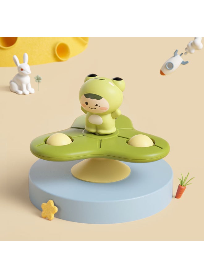 Baby Sucker Turning Toy Baby Car Rattle Puzzle Cartoon Water Spinning Top Toy-Color:Frog Lotus Leaf-bag ]  - Image 1