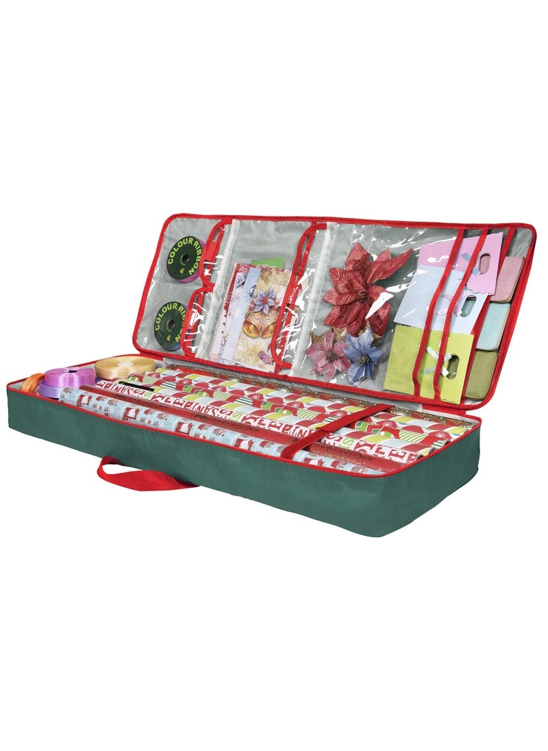 Primode Primode Christmas Wrapping Paper Storage Box with Pockets  Long Gift Wrap Storage Container Bag 37 x 14 x 4 Constructed of Durable 600D Oxford Material Green 