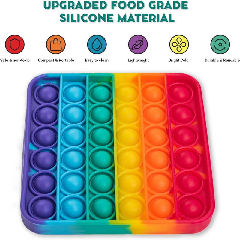The Fidget Game Popping Mats (4 Pack) - Sensory Toys for Kids with Autism, Stress or Anxiety - Rainbow Popper for Toddlers, Boys, Girls, & Adults - Image 3