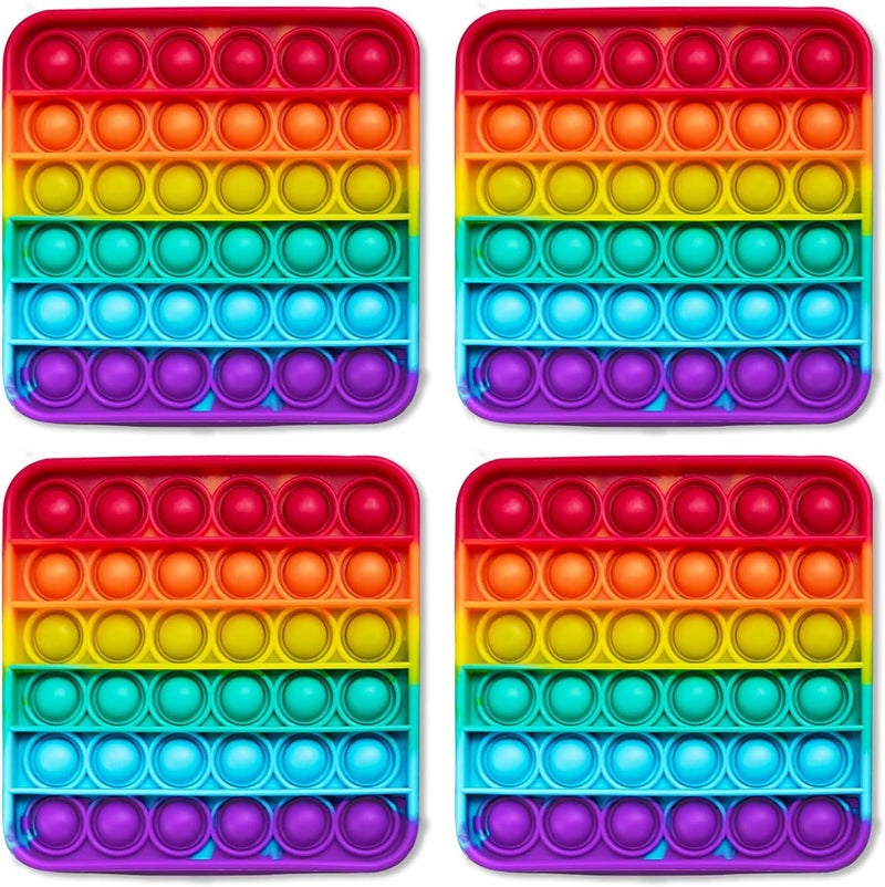 The Fidget Game Popping Mats (4 Pack) - Sensory Toys for Kids with Autism, Stress or Anxiety - Rainbow Popper for Toddlers, Boys, Girls, & Adults - Image 1
