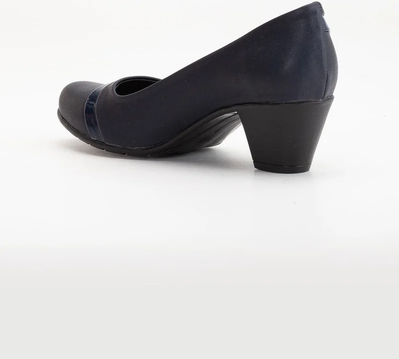 Dilimler Ayakkabı Patent Leather and Leather Ready Sole Navy Blue Women's Daily Classic High Heel Shoes