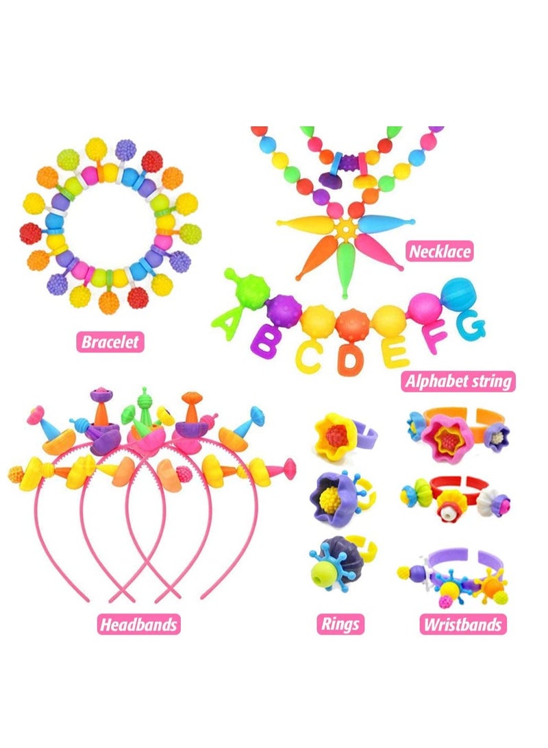 Excefore Pop Beads 500 Pcs DIY Jewelry Making Kit for Kids Stringless Cordless Pop Beads Girls Toys for DIY Bracelets Necklace Hairband and Rings Toy Arts Crafts  Ages 4 - Image 3