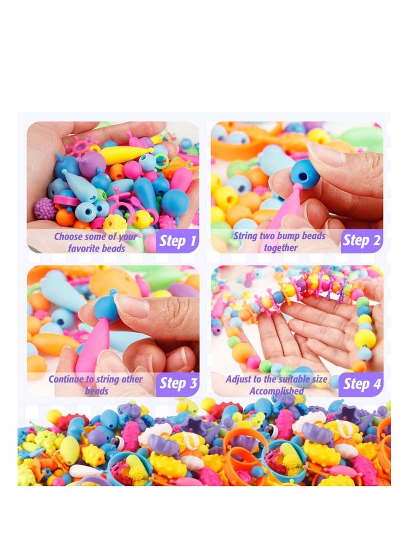 Excefore Pop Beads 500 Pcs DIY Jewelry Making Kit for Kids Stringless Cordless Pop Beads Girls Toys for DIY Bracelets Necklace Hairband and Rings Toy Arts Crafts  Ages 4 - Image 4