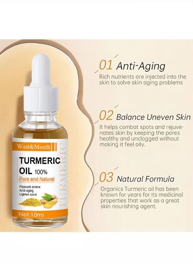 West&Month Turmeric oil 100%, Dark Spot Correcting Serum for Face, Reduces Hyperpigmentation,Antil Aging Linghten Spots Age Spots, Sun Spots and Improves Skin Tone for Women and Men of All Skin Types 10ML  - Image 3
