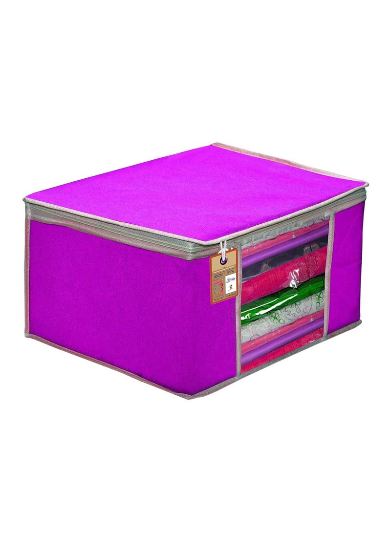 atorakushon® Fabric Purple Saree Cover Wardrobe Cloth organizer for Storage Rack Garment Cover for Clothes Pack of 4 - Image 3