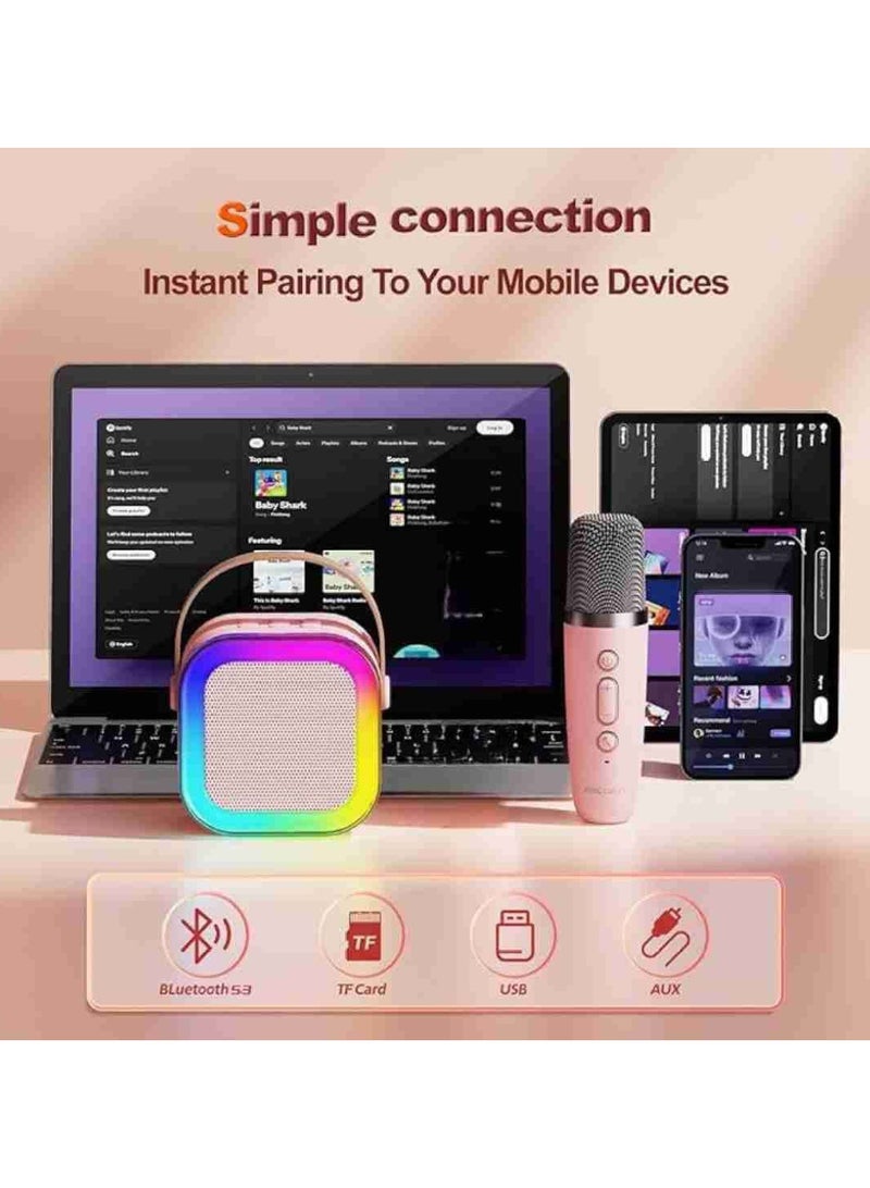 Mini Karaoke Machine for Kids and Adults, Portable Bluetooth Speaker, 1 Wireless Microphone with Fun Voice Changing Function - Toys for Birthday Gift Ideas for Boys and Girls - Image 4