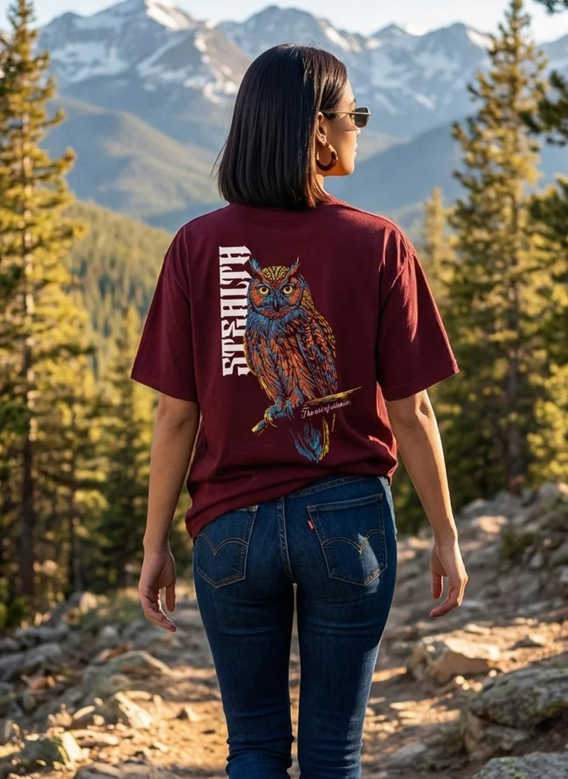 نوبيرو Nobero Women Oversized Printed T-shirt