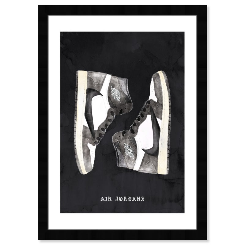 Wynwood Studio Wynwood Studio Fashion and Glam Modern Retro Basketball Fashion Canvas Wall Art Classic Sneakers III Living Room Bedroom and Bathroom Home Decor 13x19 Black and White