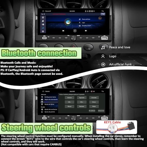Pyniro Universal Single Din Car Stereo with Wireless CarPlay & Android Auto, 6.86" IPS Touch Screen Head Unit with Backup Camera/External Microphone, Car Radio Supports Bluetooth/SWC/FM/USB - Image 5