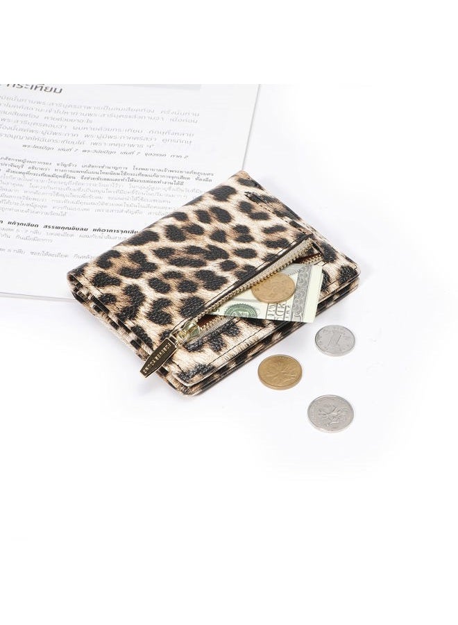 AnnabelZ Women's Purses Small Bifold Leather Bag Wallet Women's Mini Short Purse, leopard, S, Classic - Image 3