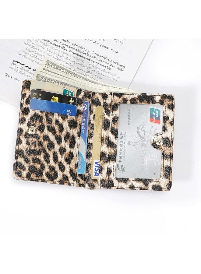 AnnabelZ Women's Purses Small Bifold Leather Bag Wallet Women's Mini Short Purse, leopard, S, Classic - Image 2