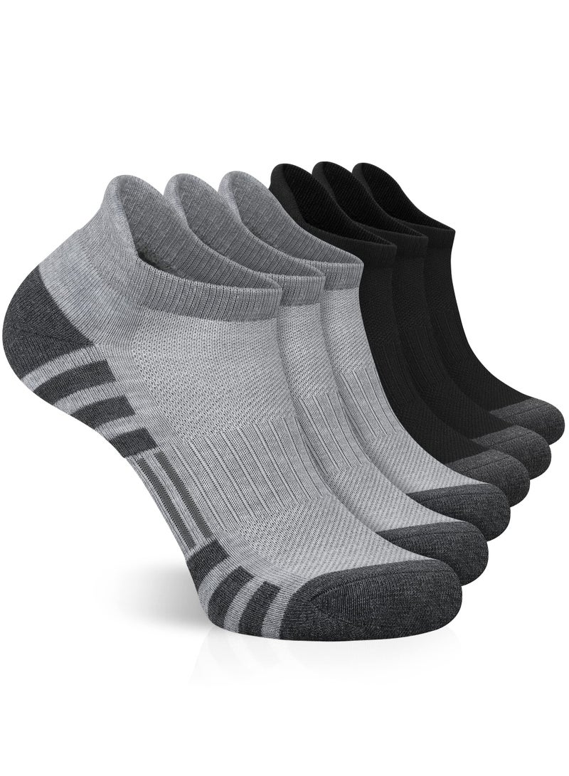Ankle Athletic Running Socks Cushioned Breathable Low Cut Sports Tab Socks for Men and Women (6 Pairs) - Image 1