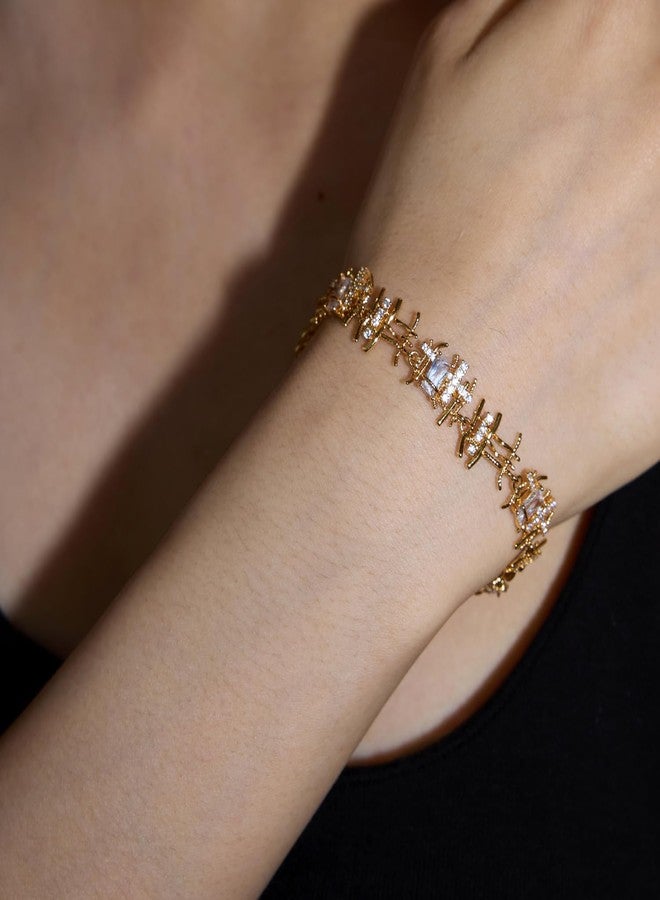 ACC PLANET Gold Bracelets for Women 18K Real Gold Plated Jewelry Trendy Dainty Braided Cubic Zirconia Chain Bracelets Costume Fashion Filled Gifts for Women - Image 3