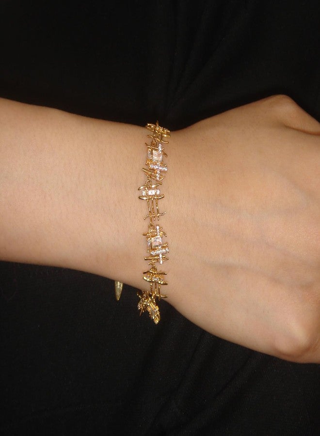 ACC PLANET Gold Bracelets for Women 18K Real Gold Plated Jewelry Trendy Dainty Braided Cubic Zirconia Chain Bracelets Costume Fashion Filled Gifts for Women - Image 5