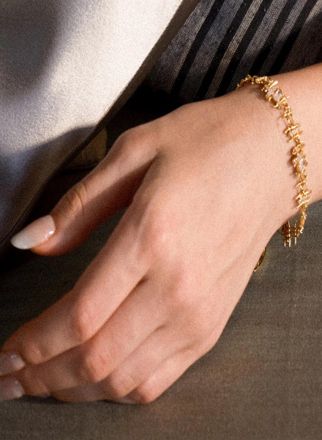 ACC PLANET Gold Bracelets for Women 18K Real Gold Plated Jewelry Trendy Dainty Braided Cubic Zirconia Chain Bracelets Costume Fashion Filled Gifts for Women - Image 2