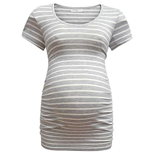 Bearsland Womens Maternity Tshirt 3 Packs Round Neck Short Sleeve Pregnancy Tops - Image 3