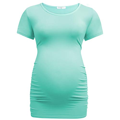 Bearsland Womens Maternity Tshirt 3 Packs Round Neck Short Sleeve Pregnancy Tops - Image 4