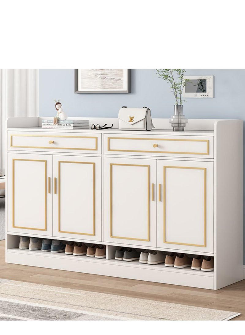 YY-ريشير خزانة أحذية للمدخل مع رف مفتوح، منظم أحذية بطول 120 سم مع أدراج - Image 1