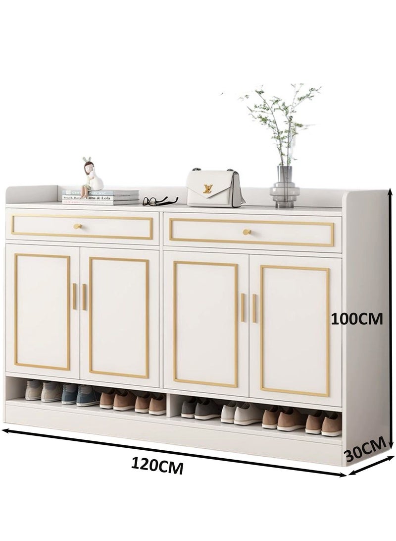 YY-ريشير خزانة أحذية للمدخل مع رف مفتوح، منظم أحذية بطول 120 سم مع أدراج - Image 5