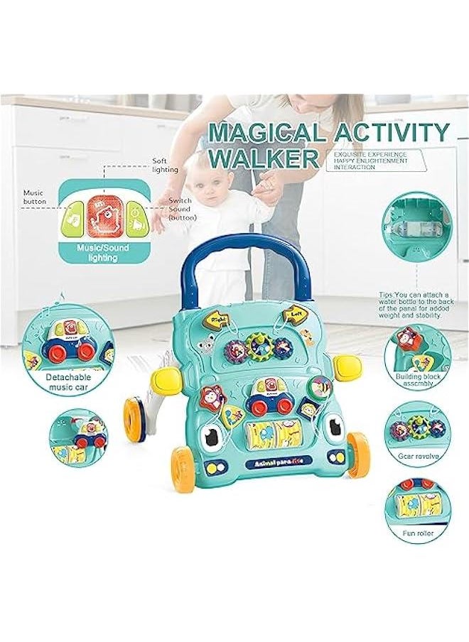HOOKOR Sit-to-Stand Learning Walker, 2 in 1 Baby Walker, Early Educational Child Activity Center, Multifunctional Removable Play Panel, Baby Music Learning Toy Gift for Infant Boys Girls (Green)  - Image 2