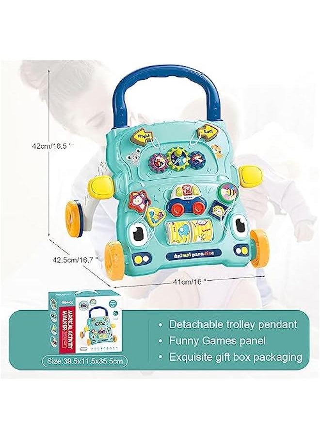 HOOKOR Sit-to-Stand Learning Walker, 2 in 1 Baby Walker, Early Educational Child Activity Center, Multifunctional Removable Play Panel, Baby Music Learning Toy Gift for Infant Boys Girls (Green)  - Image 3