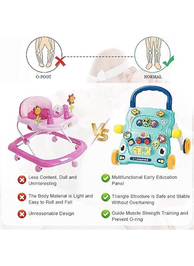HOOKOR Sit-to-Stand Learning Walker, 2 in 1 Baby Walker, Early Educational Child Activity Center, Multifunctional Removable Play Panel, Baby Music Learning Toy Gift for Infant Boys Girls (Green)  - Image 5
