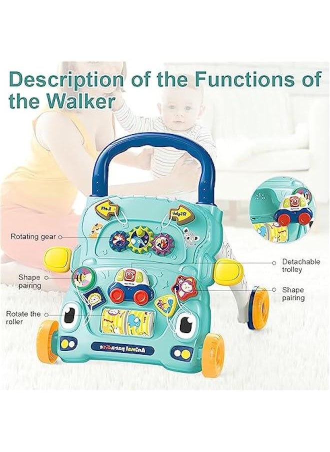 HOOKOR Sit-to-Stand Learning Walker, 2 in 1 Baby Walker, Early Educational Child Activity Center, Multifunctional Removable Play Panel, Baby Music Learning Toy Gift for Infant Boys Girls (Green)  - Image 4