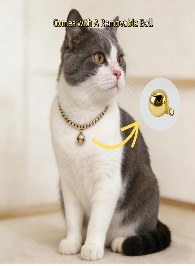 Cwyza Gold Cat Chain Collar with Removable Bell,Adjustable Cuban Link Metal Necklace, Cute Pet Jewelry for Cats & Small Dogs - Image 4