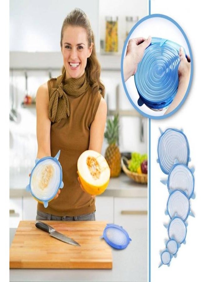 Silicone Stretch Fresh Food Cover Stretch Lids, 6-Pack of Various Sizes - Image 3