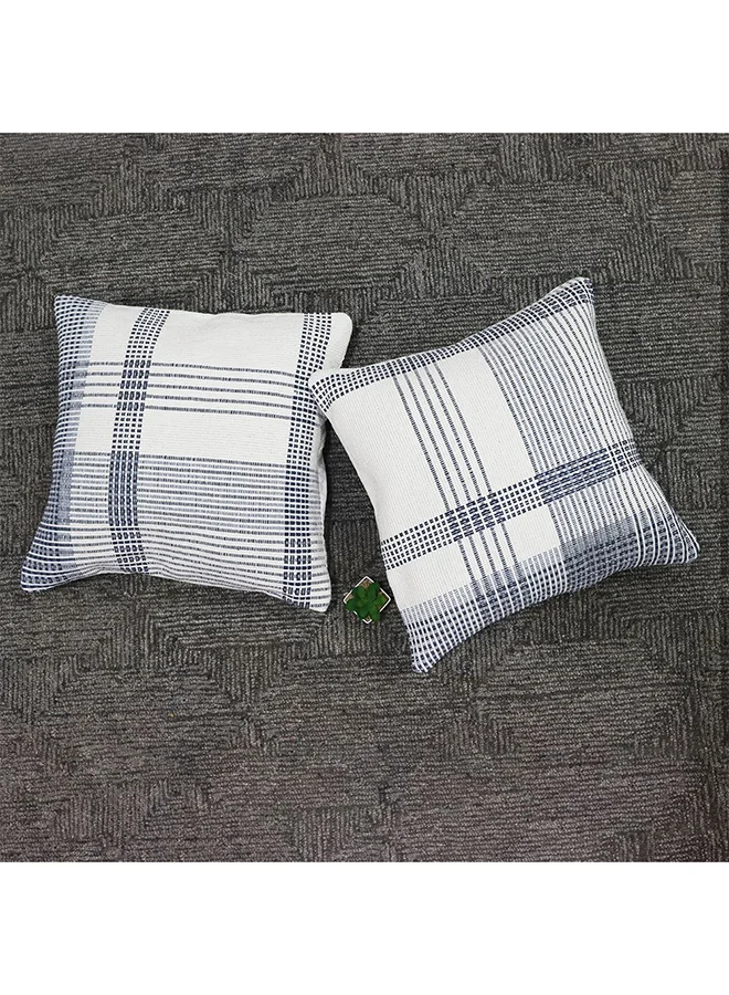 DANUBE HOME Danube Home Gleam Hand Woven Cushion 50x50cm White/Blue | 80% Cotton + 20% Other Fibers Decorative Lightweight Throw Pillow For Sofas, Couches, Beds For Living Room 811500137899