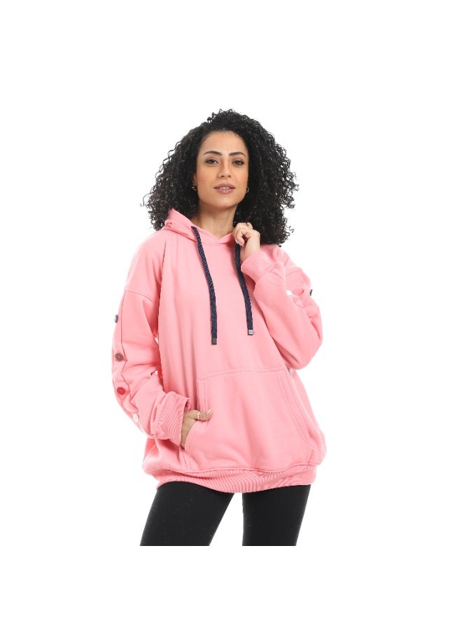 Caesar Women's hoodie with buttons on the sleeves - Image 1