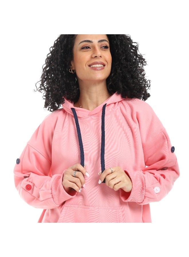Caesar Women's hoodie with buttons on the sleeves - Image 5