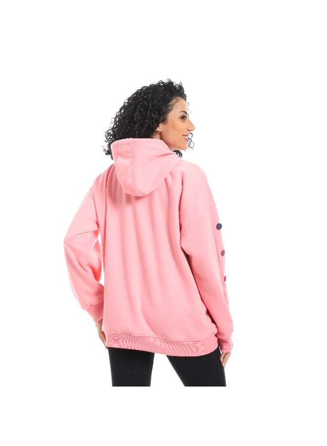 Caesar Women's hoodie with buttons on the sleeves - Image 3