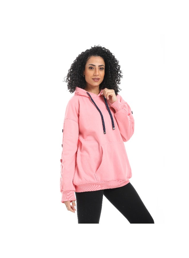 Caesar Women's hoodie with buttons on the sleeves - Image 2