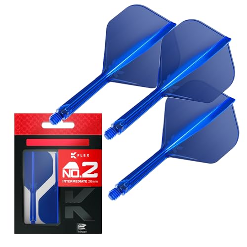 Target Darts أقلام دارتس TARGET K Flex المدمجة مع الأجنحة والأعمدة، رقم 2 أزرق (متوسط) | عبوة من 3 K-Flex – رقم 2، Kflex جميعها في قالب واحد للأجنحة والأعمدة | ملحقات دارت احترافية - Image 1
