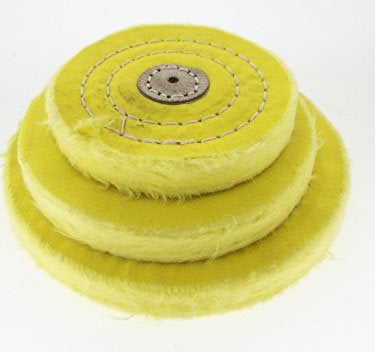 Oscar 3 x Soft Cotton Polishing Buffing Wheel Bench Grinder with Arbor Hole Jewelers Rotary Tools (Yellow, 6, 5, 4 Inch) - Image 3
