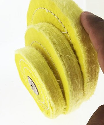Oscar 3 x Soft Cotton Polishing Buffing Wheel Bench Grinder with Arbor Hole Jewelers Rotary Tools (Yellow, 6, 5, 4 Inch) - Image 5