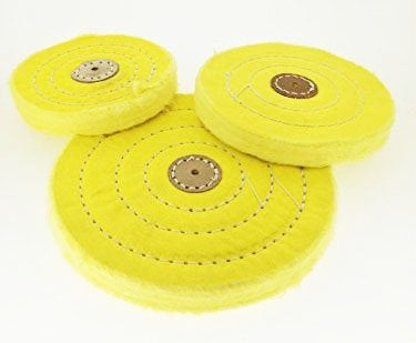 Oscar 3 x Soft Cotton Polishing Buffing Wheel Bench Grinder with Arbor Hole Jewelers Rotary Tools (Yellow, 6, 5, 4 Inch) - Image 2