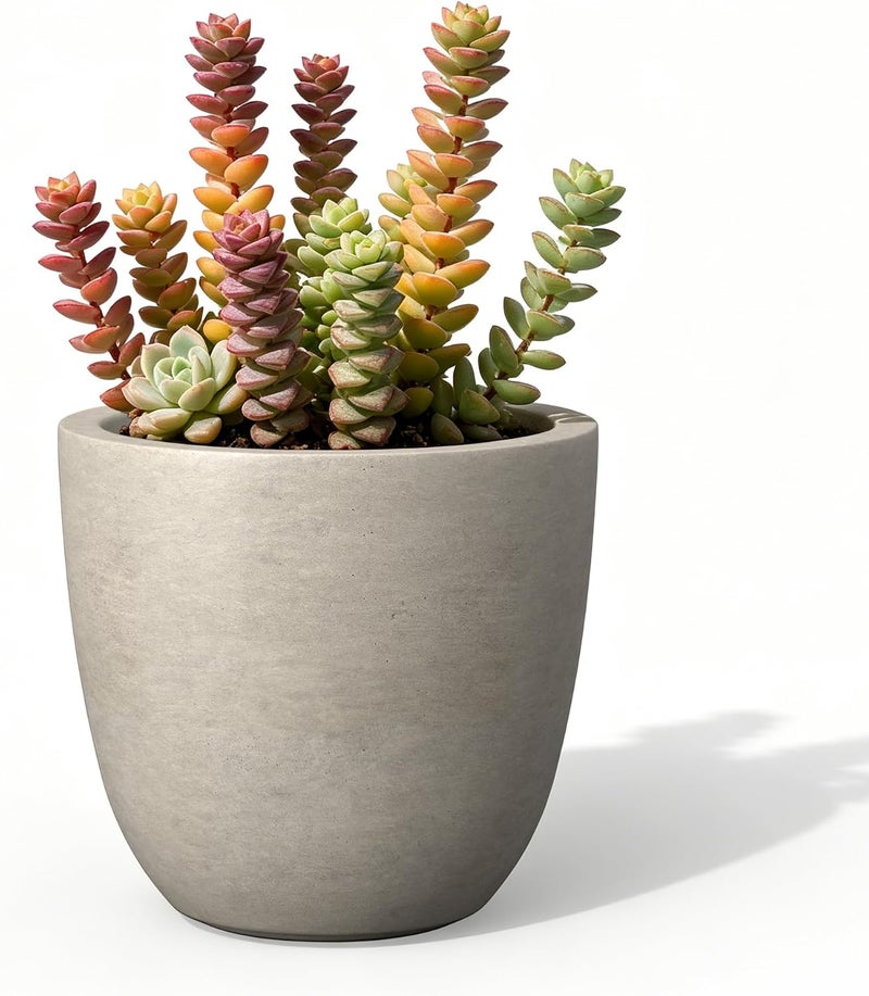kante AC0050C-80021-2 Lightweight Durable Modern Round Outdoor Planter, 18" x 18" x 17", 17 Inch Tall, Gray - Image 1