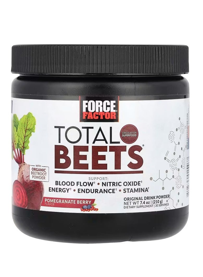 Force Factor Total Beets, Original Drink Powder, Pomegranate Berry, 7.4 oz (210 g)